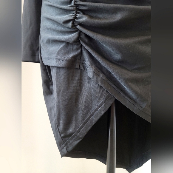 3/$30 Chic Black Ruched Long Sleeve Dress - Picture 6 of 9